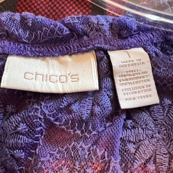 EUC! Chicos Purple Sheer Blouse - Size 1 - Picture 4 of 4